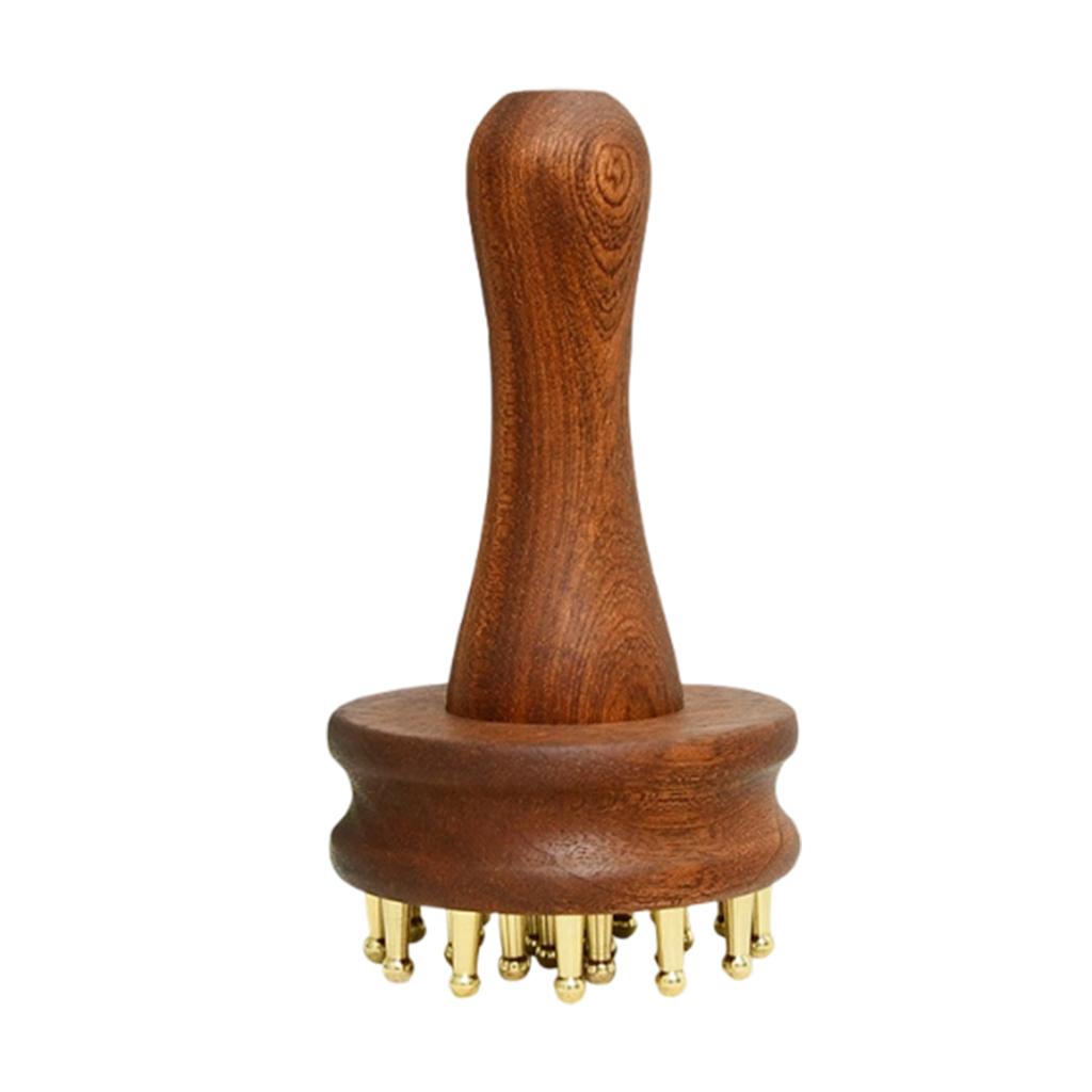Wooden Massage Body Brush Manual Ergonomic Handle Portable Deep Tissue Copper Head Gua Sha Massage Brush, Body Gua Sha For Adults Styling