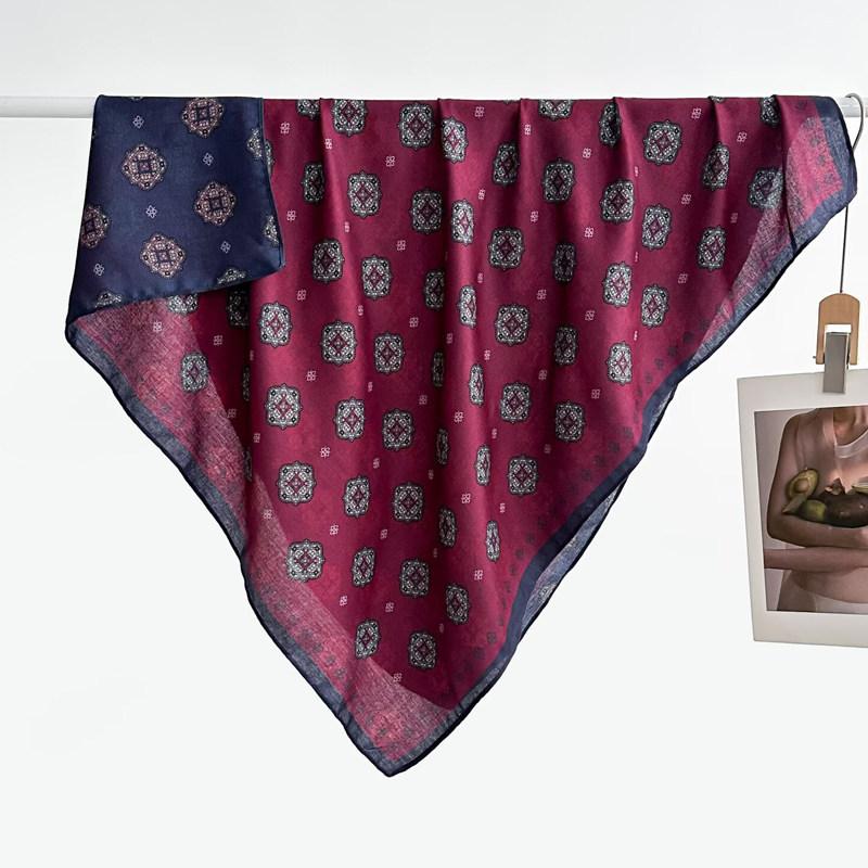 Chinese Style Peony Velvet Square Scarf 91 Women's Spring and Autumn Silk Scarf Shawl Two-color Different-faced Scarf Mother Gift