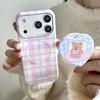 Plaid Heart Bear Apple 17 Pro Max Magnetic Phone Case for Besties