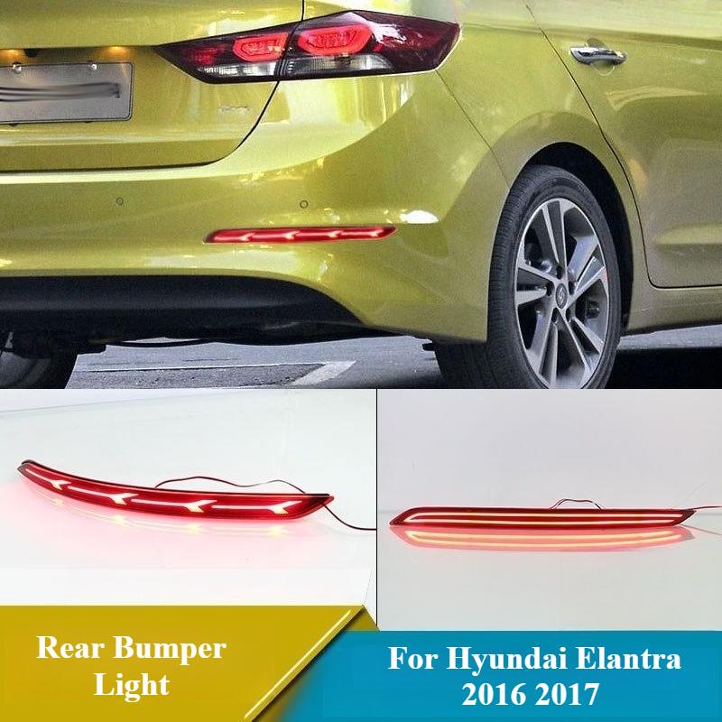 For Hyundai Elantra 2016 2017 2Pcs LED Rear Bumper Light Reflector Driving Brake Light Rear Fog Lamp Modification 12V Daylights