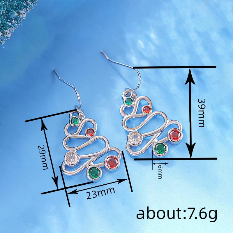 Xiaohongshu colorful line Christmas tree earrings, Christmas fairy elegant jewelry, niche design