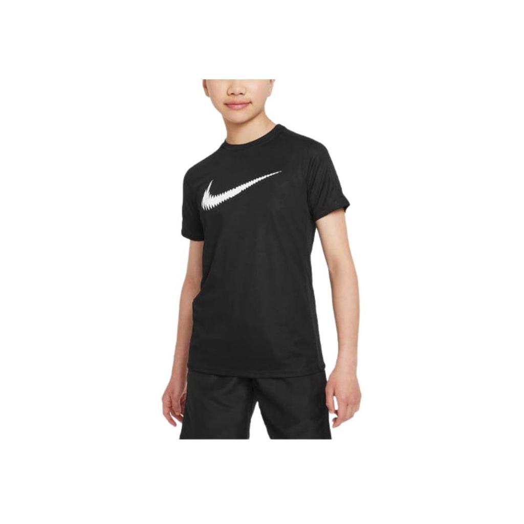 Nike Trophy23 Logo Print Round Neck Sports Short Sleeve T-Shirt Kids Tops Black FD3965-010