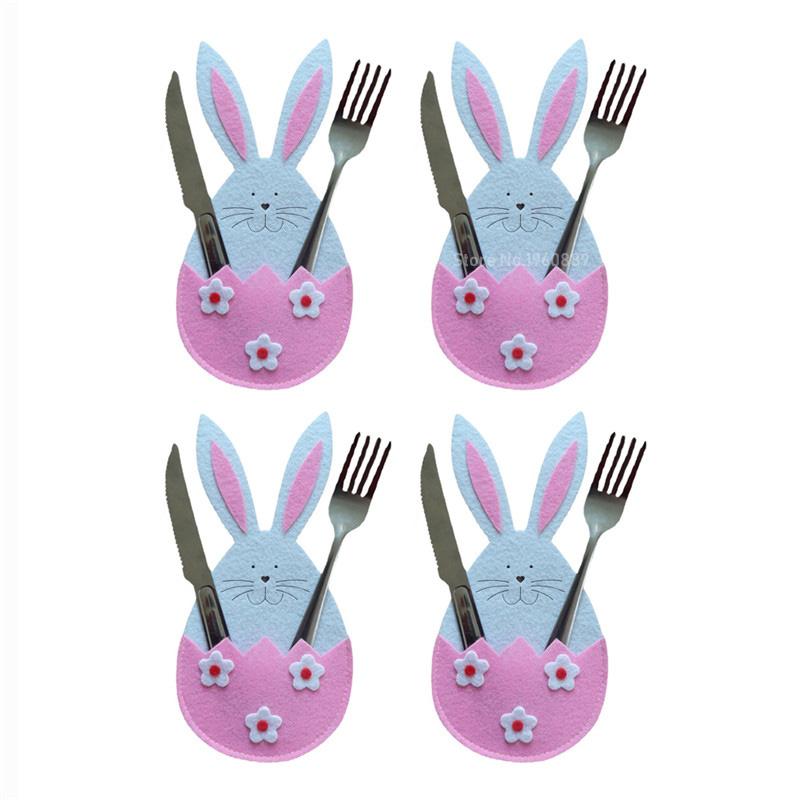 Easter Knife Fork Holder Pocket Carrot Rabbit Eggs Bunny Cutlery Bag for Easter Party Table Decor Tableware Cover Ornaments 2025