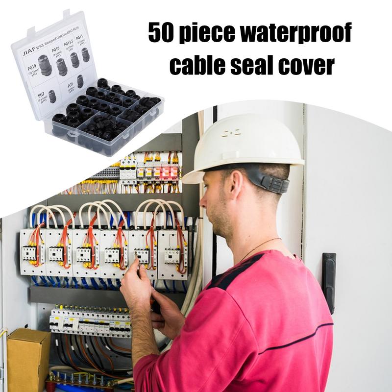 Waterproof Wire Connector 50 Pieces Cable Grommets Cord Connector Wire Cable Gland Cable Gland Joints With Storage Box For