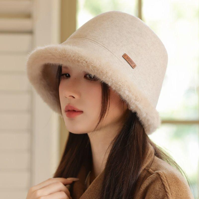 Plush Warm Thickened Bucket Hat Women's Autumn and Winter Cold and Windproof Ear Protection Basin Hat