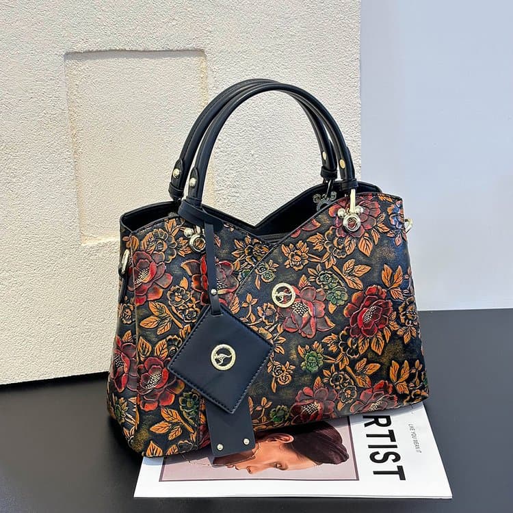 Women's hand-painted tote bag shoulder crossbody bag