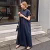 Summer dress loose and comfortable lazy style casual cotton and linen dress Lotte foreign trade women's dress