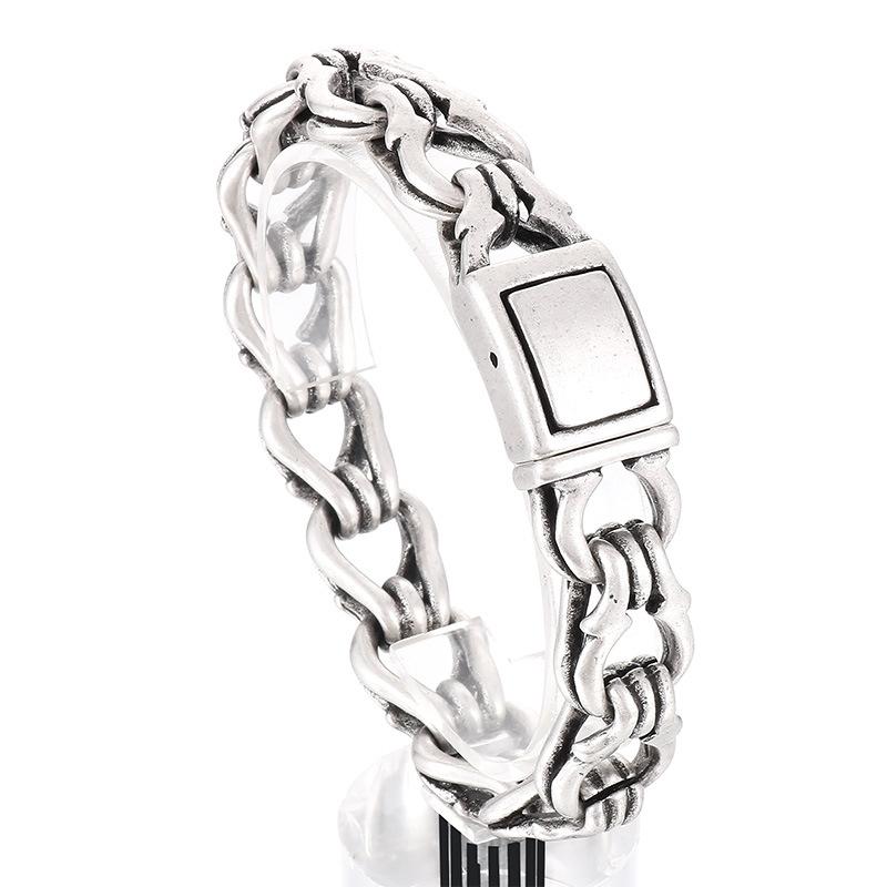 Simple To Be Old Personalized Punk Style Bracelet Retro Fashion Tide Male Ring Handcuff Stainless Steel Bracelet