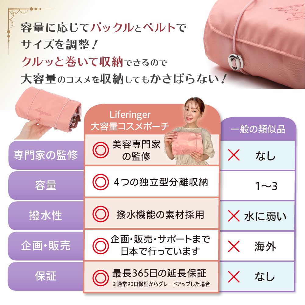 Makeup Travel Pouch by Models Beauty Japanese Large Convenient Travel Cosmetic Storage Bag Pouch, [Supervised & Experts] [Trusted Brand] Capacity,