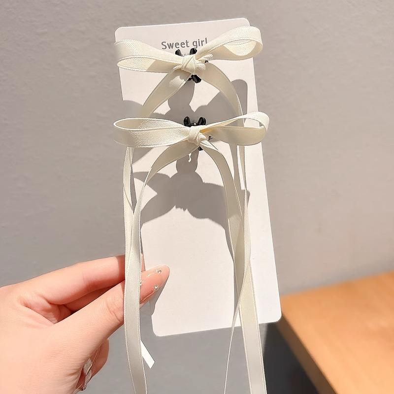 

Мини-заколка для волос с черным бантом и бахромой из жемчуга для женщин - Осенне-зимний аксессуар