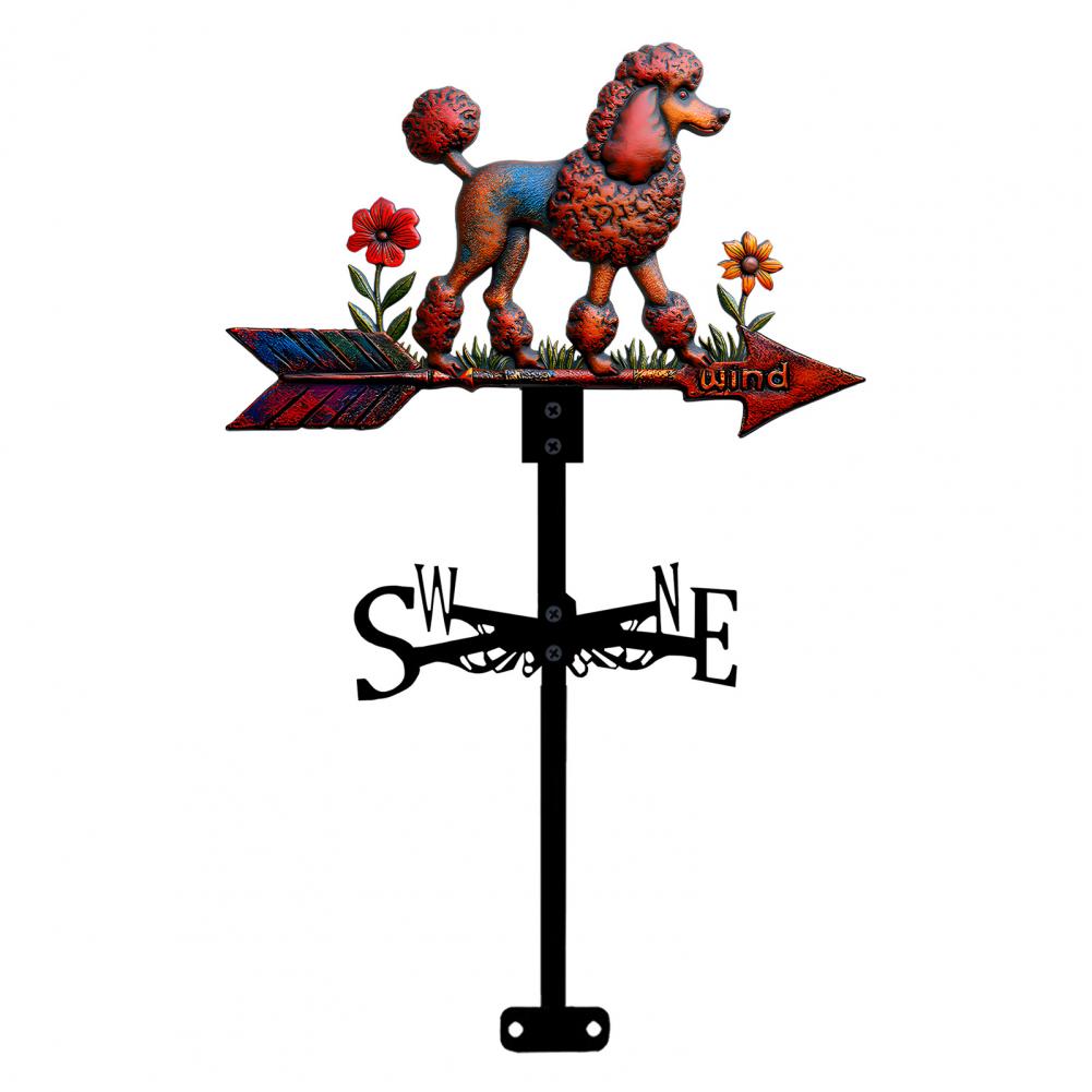 Metal Weather Vane Indicator Rustic Style Dog Wind Vane Rooftop Decoration for Shed Garden Yard Decor