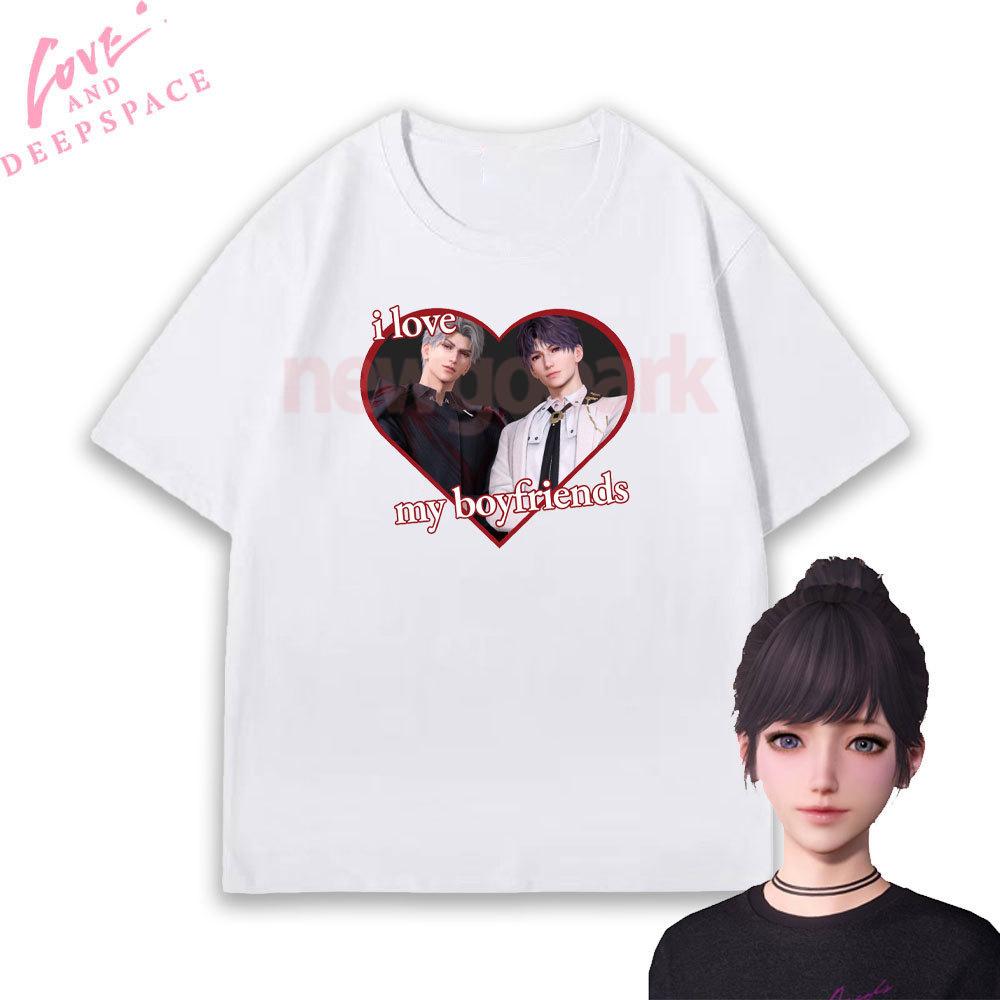 I Love My Boyfriend Sylus and Rafaye Printed Tshirt Otome Game Love and Deepspace T Shirts Women Unisex Girlfriend Cotton Tops Tee