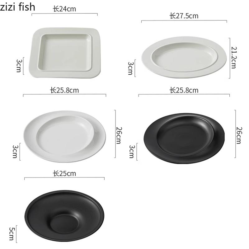 Einfarbige Keramik-Speiseteller Restaurant-Dessertteller Nudelteller Fischplatten Snackteller Molekulare Speisen Kreatives Geschirr