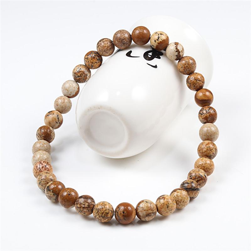 Natural Stone Malachites Beaded Bracelet Men Classic Round Picture Beads Women Jewelry Yoga Meditation Rosary Bangles Gifts