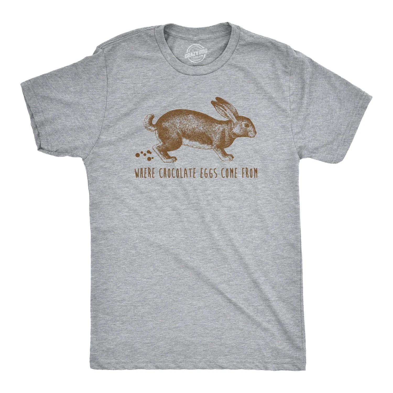 Mens Where Chocolate Eggs Come From T Shirt Funny Easter Bunny Joke Humor Tee XXL