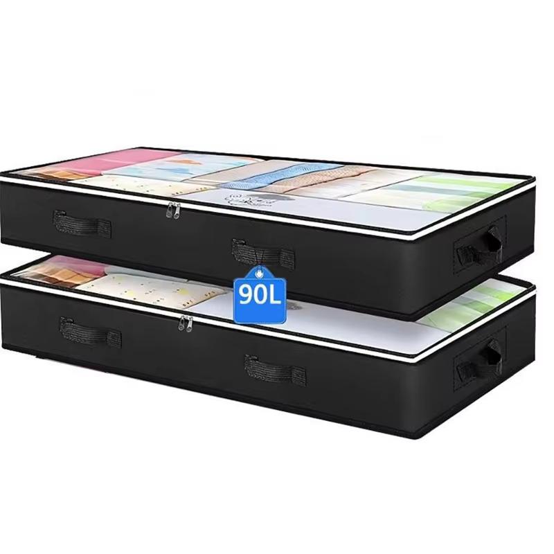 Foldable Bed Storage Container With A Transparent Window And A Lrge Capacity Bed Undergarments Storage Box Clothing Storage Bag