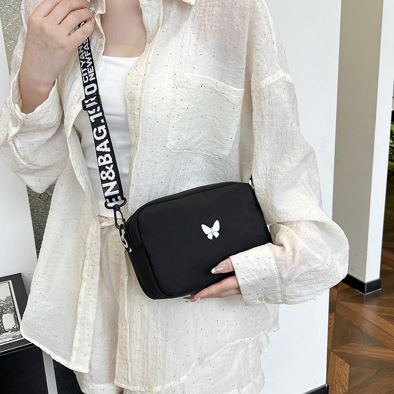 Wide Strap Nylon Underarm Bag for Women, Solid Color Quilted Shoulder Purse, Soft Wavy Texture Crossbody Bag, Minimalist Daily Tote
