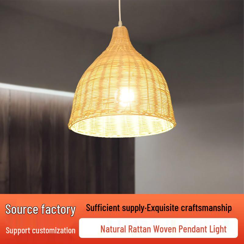 Zen-Inspired Bamboo Rattan Chandelier: Hand-Woven Wabi-Sabi Lighting for Homes and Hotels