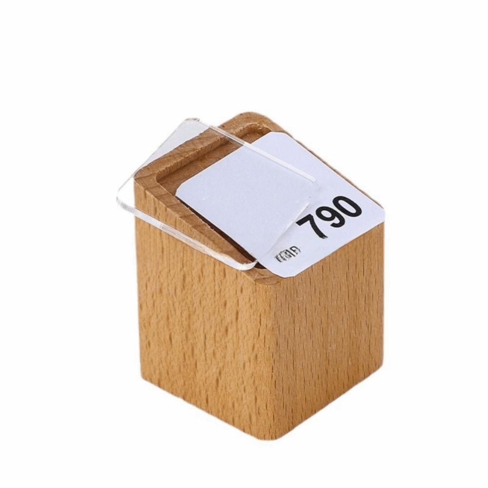 Wood Base Price Tag Holder Acrylic Window Acrylic Label Stand Display Stand  Jewelry Display