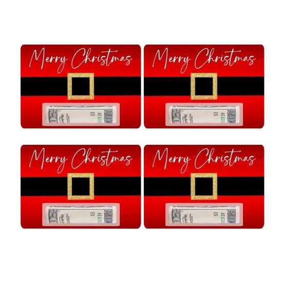 Vánoční obálka na peníze s motivem Santa Clausova pásku, sváteční přání s designem červené šerpy, sezónní přání k svátkům na dárky a peněžní dárek