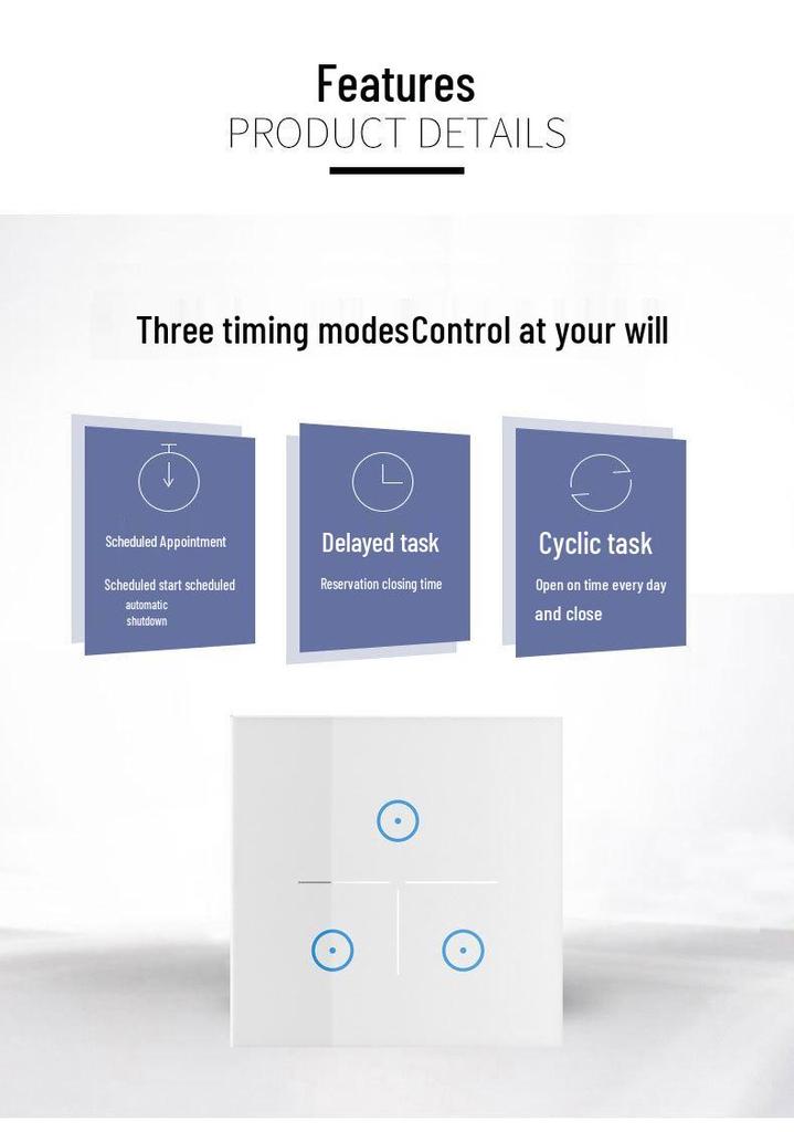 WiFi Smart Home Touch Switch with Alexa Voice Control, European Standard 86 Panel, Mobile Remote Operable