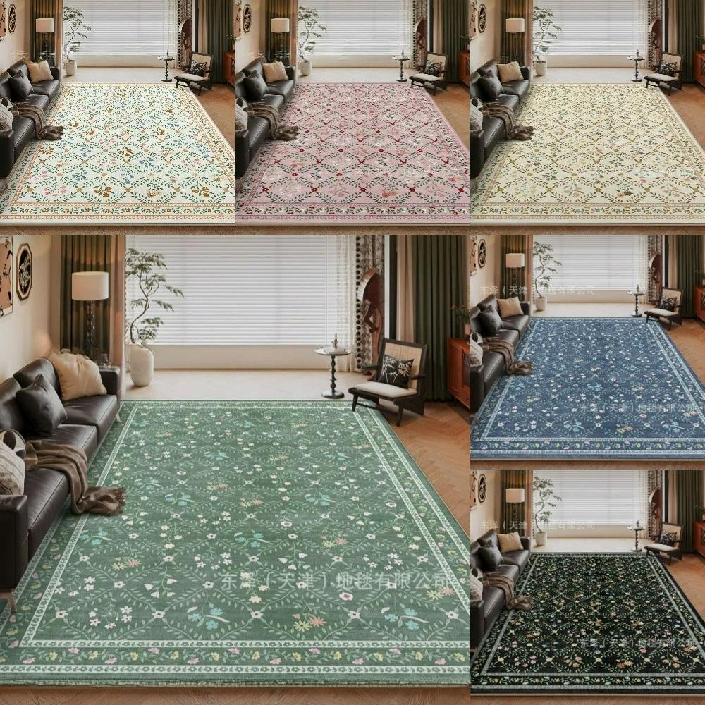 Modern Farmhouse Floral Carpet for Living Room Bedroom NonSlip Floor Mat Soft Rug Sofa Side Coffee Table Decor Natural Style