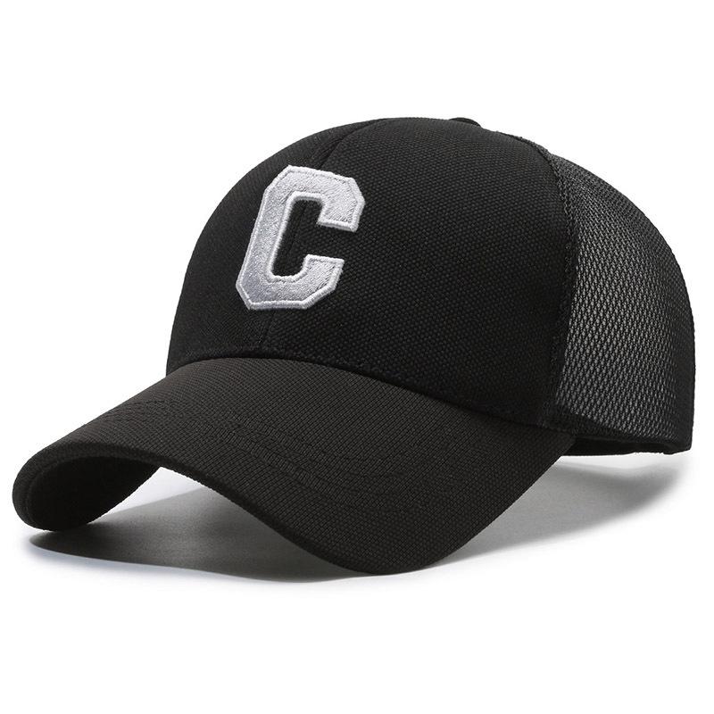 

Embroidery Letter C Baseball Cap Adjustable Breathable Outdoor Protection Sun Black White