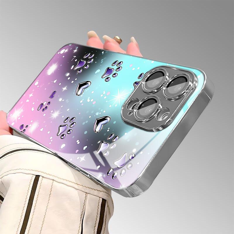 Purple Silver Love Claw Print Tempered Glass Phone Case For Samsung Galaxy S26 Ultra S25 Plus S24 FE S23 FE Black Cool Cover