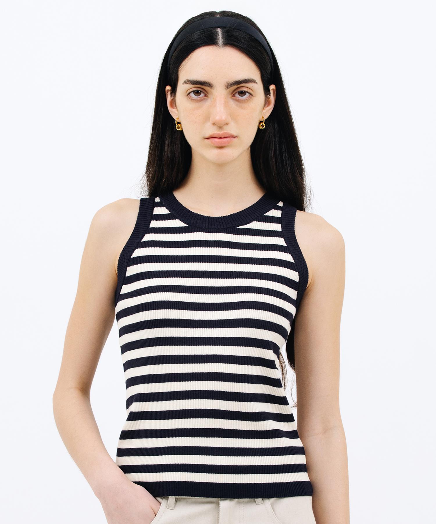 Jun By Jun K Round Sleeveless Knit_Stripe F