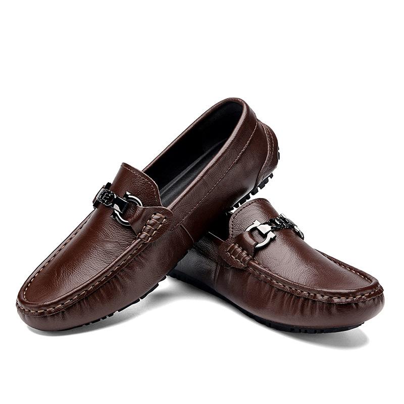 

Туфли Doudou мужские 2025 лето новые ленивые повседневные кожаные туфли мягкая подошва дышащие модные уличные трендовые туфли для ног 47