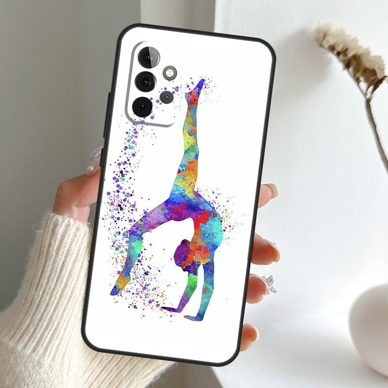 Gymnastics Watercolor Printing Case For Samsung Galaxy A13 A33 A53 A06 A17 A56 A36 A26 A16 A15 A35 A55 A34 A54 A52 A12 A32