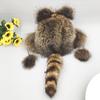 Fluffy Raccoon Fur Hat Women Winter Warm Outdoor Brim Ear Fur Cap Tail Girl Boys Funny Hats