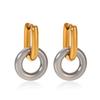 Light luxury high-end ear buckles, non-fading stainless steel earrings, color-block stud earrings for women
