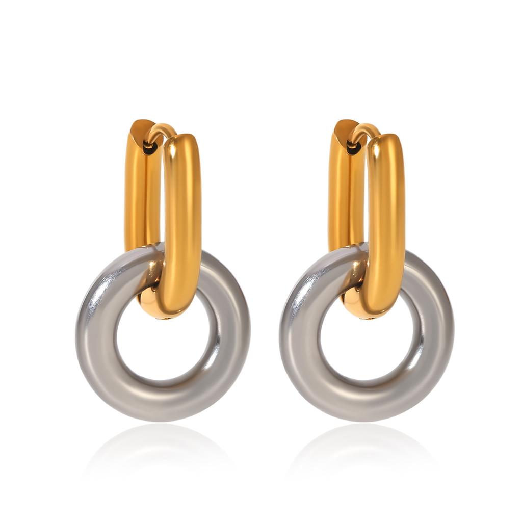 Light luxury high-end ear buckles, non-fading stainless steel earrings, color-block stud earrings for women