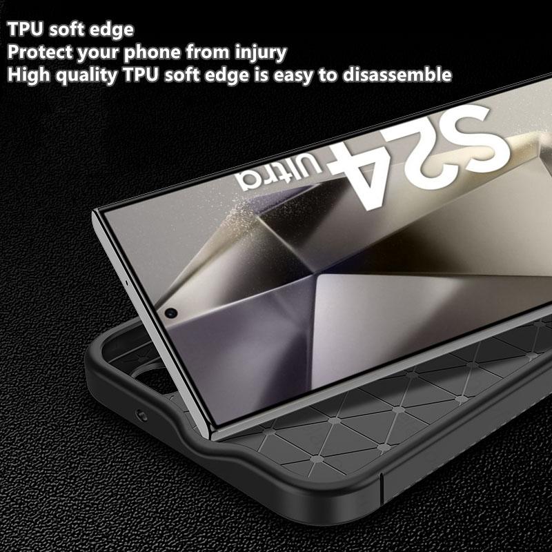 Pro Samsung Galaxy S24 Ultra 5G pouzdro Carbon Fiber Anti-Knock Armor Cover Sumsung S 24 Plus S24Ultra Soft Gum Shockproof Coque
