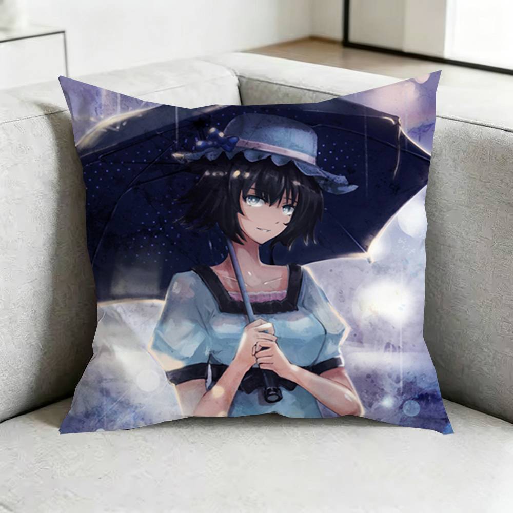 Steins GGate Anime Pillow Case Square DoubleSided Sofa Cushion Cover Bedroom Bedside Pillow Gift