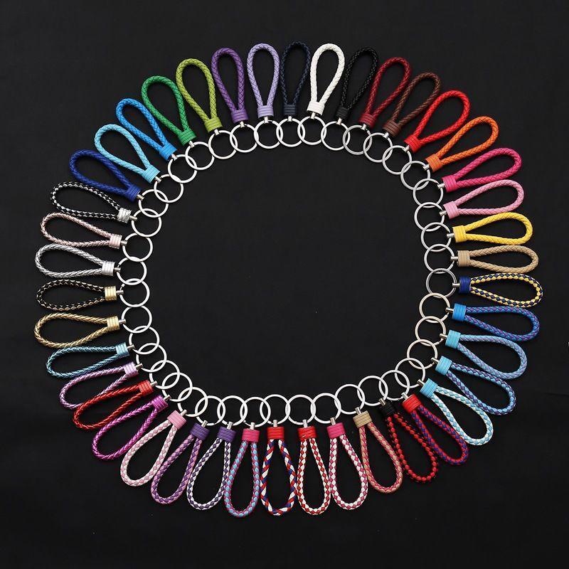 5Pcs/Pack Braided Leather Keychain Colorful Portable Keyring Organizer Leather Lanyard For Car Key Mobile Phone Strap Accessory