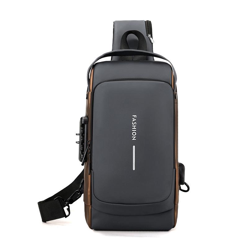 Men's Fashion Trend Simple Business Trip Commuting Bag Daily Versatile Contrasting Design Chest Bag