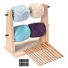 Double Layer Wool Storage Rack Vertical Rotating Yarn Spool Organizer Wooden Yarn Holder  Sewing