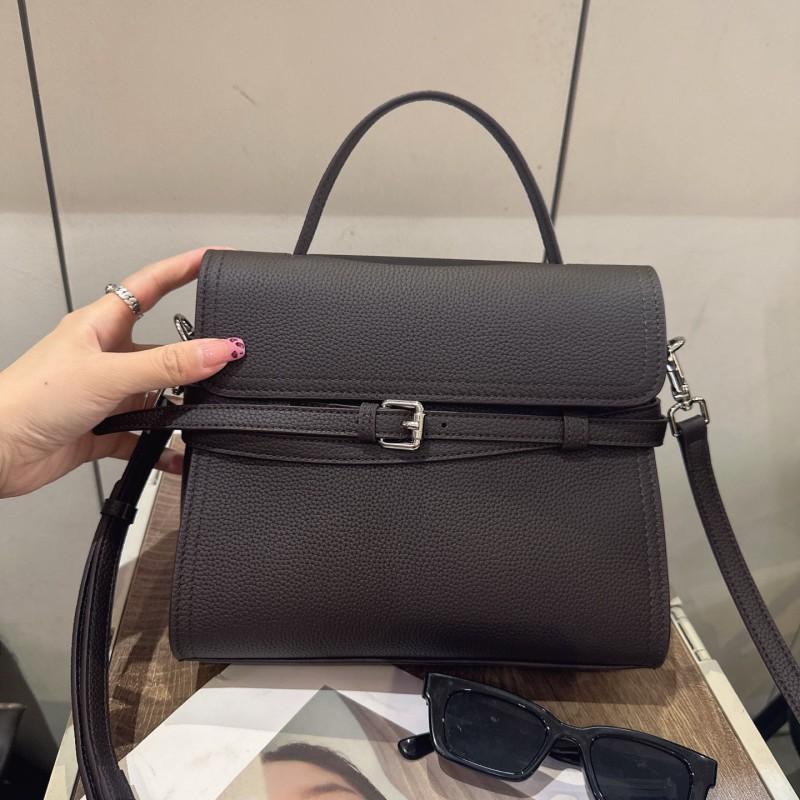 

2026 New Style High-end Top-layer Cowhide Leather Women s Bag Portable Waist Niche Fashionable One-shoulder Cross-body 22X9X25 ебеновий