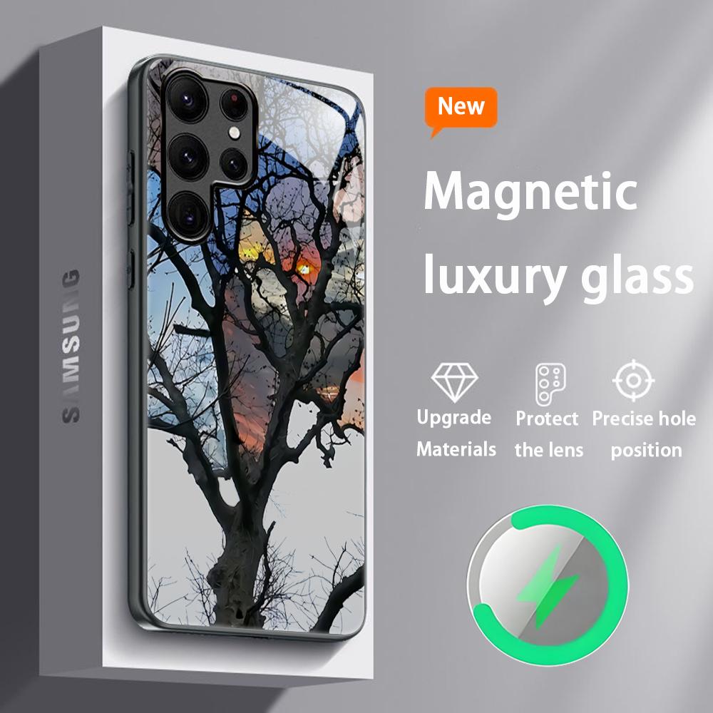 Tree design Beautiful Hot Phone Case For Samsung S26 S25 S24 S23 S22 S21 S20 Plus Ultra Glass Magnetic Case