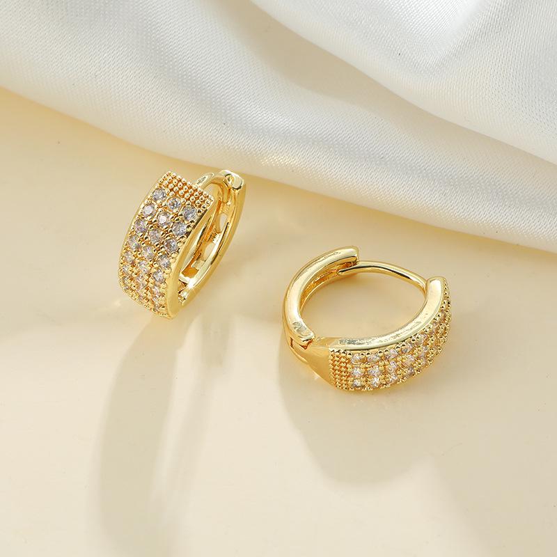 Huazi Style Zircon Stud Earrings for Women - Gold-Plated, Non-Fading Luxury Jewelry