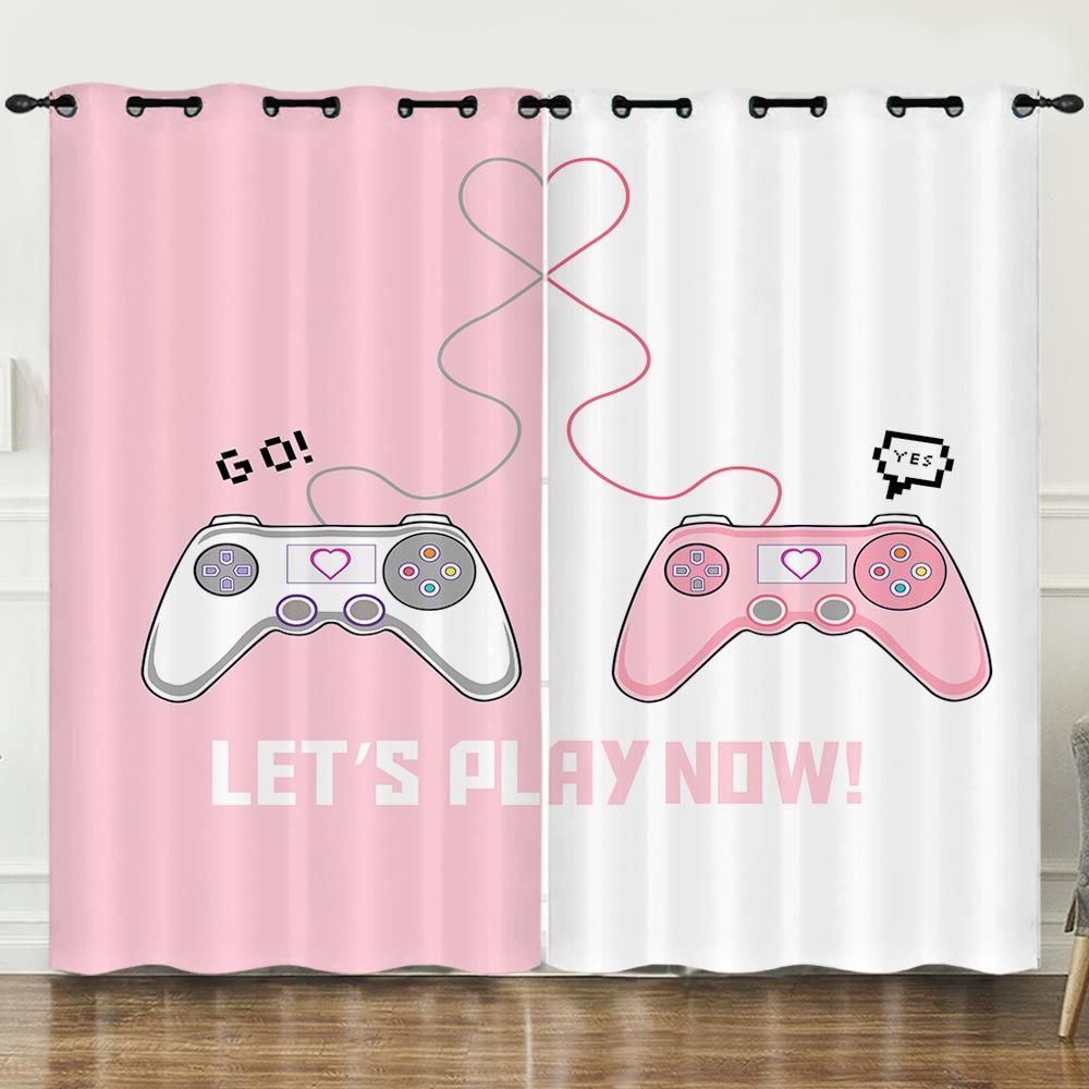 Curtain Mobile Game Girl Pink Curtain Digital Printing Blackout Curtain Punching