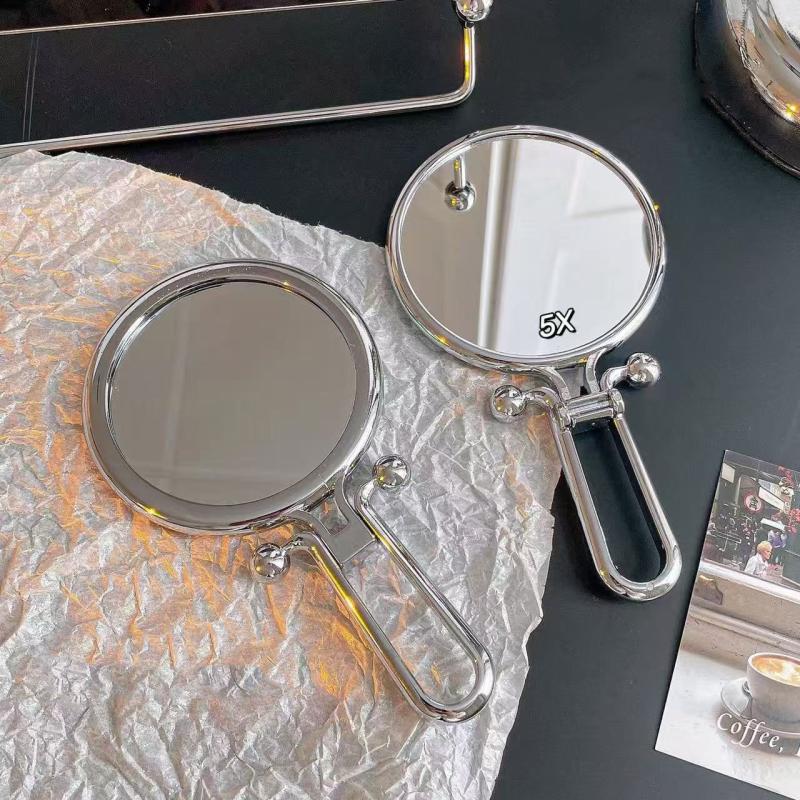 

Зеркало с 2-кратным/5-кратным/10-кратным увеличением, складное, двухстороннее, портативное, вращающееся на 360°, ручное, настольное, инструмент для макияжа as the picture
