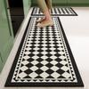 Kitchen Carpet Pvc Waterproof Leather Floor Mat Anti-slip Long Foot Mats Black Plaid Checkerboard Carpets Home Decoration Rug