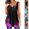 Ärmellose Oberteile für Damen, lockere Oberteile, lässige Oberteile in Übergröße, Plissee-Oberteile, Button-Down, lässig, Sommer, Blumenmuster, Oberteile zum Binden, Damen