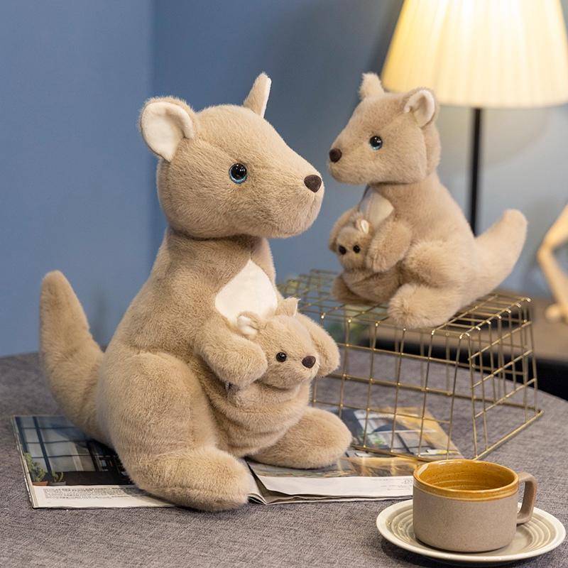 Simulation Plush Erret Mother and Baby Kangaroo Cartoon Funny Animals Dolls Soft Toys Throw Pillow Girls  Birthday Xmas Gifts