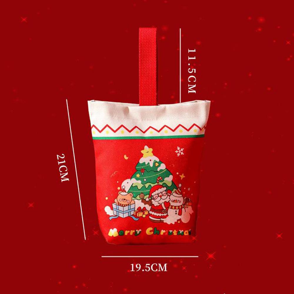 Cute Christmas Canvas Handbag Christmas Eve Candy Snacks Gift Bag Handheld Gift Bag Creative Christmas Companion Gift
