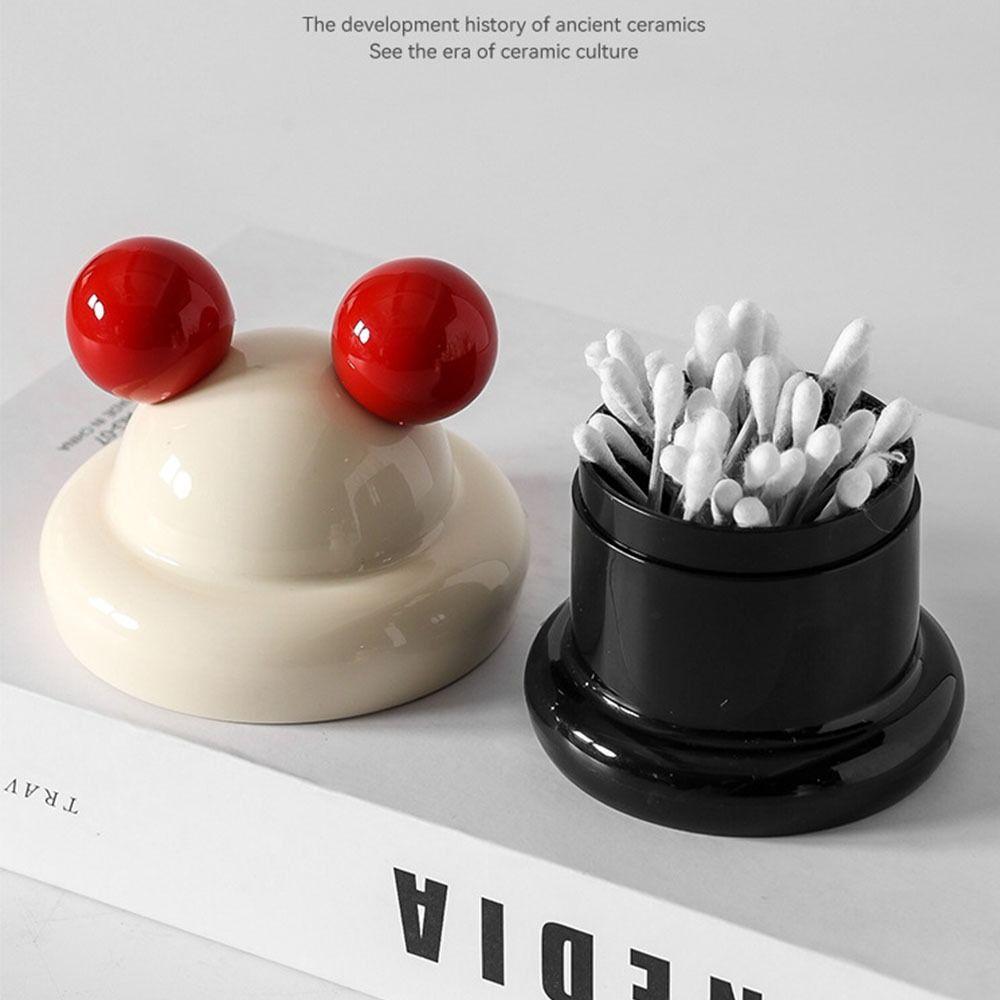With Lid Toothpick Holder Plastic Makeup Remover Swab Jar Toothpick Storage Box  Living Room