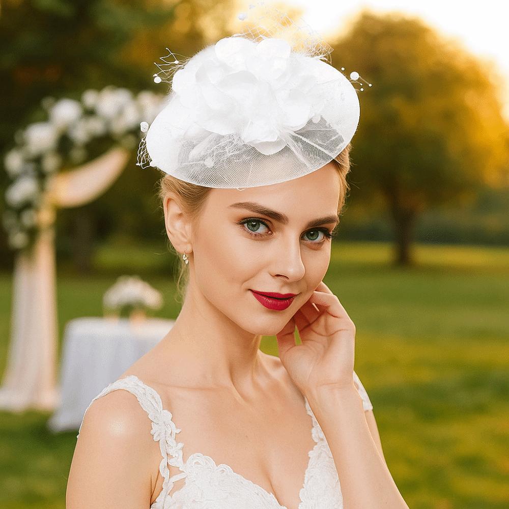 Feathers Mesh Fascinator Hat Elegant Bride Headdress Fashion Veil Hat Headwear  Wedding